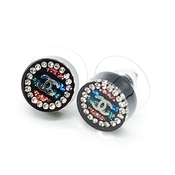 Chanel Pierced Earring Black 17 K 450-072925 - Picture 1 of 10